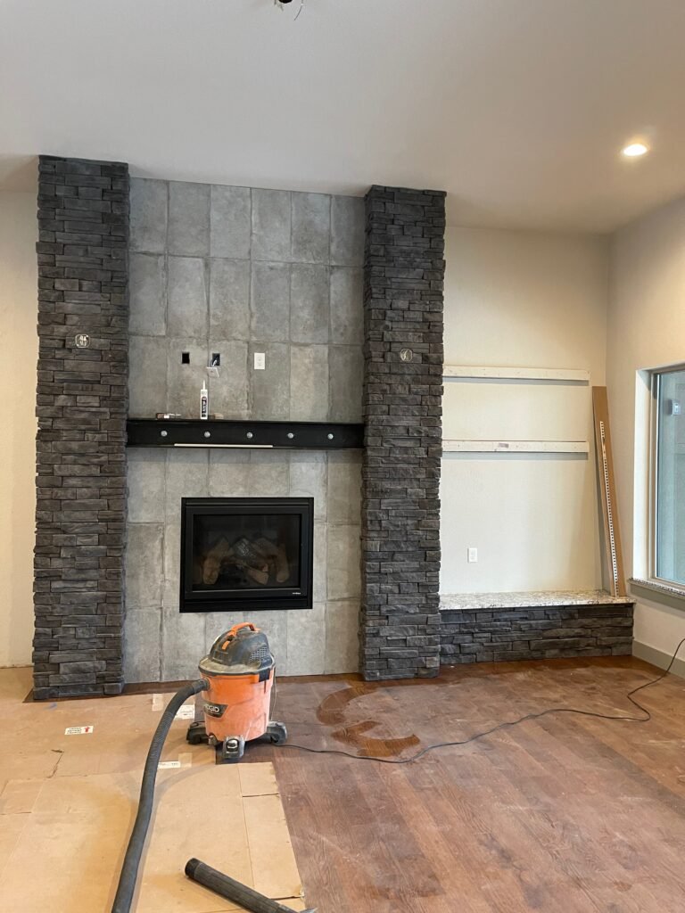 Tile and Stone Fireplace Installation